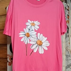 Pink T-Shirt with Daisy Print